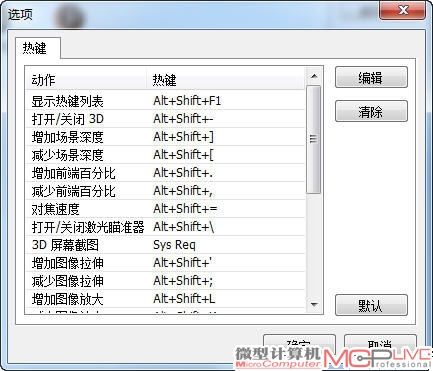 在游戏中，按下Shift+Alt+F1组合键，即可调出各种功能的快捷键说明，你应该记住的快捷键包括如何开启和关闭3D效果，开启激光瞄准器(外挂准心)，增加或减少景深等，这会让你在游戏中随时调节以获得更好的体验。